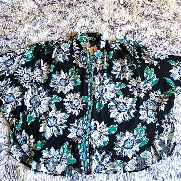 NWT Free People Good Vibrations Blouse, Black Combo Boho S/P - Picture 15 of 17